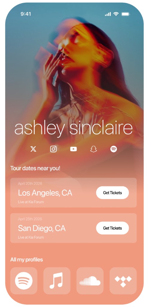 Link in bio template — ashley sinclaire tour dates